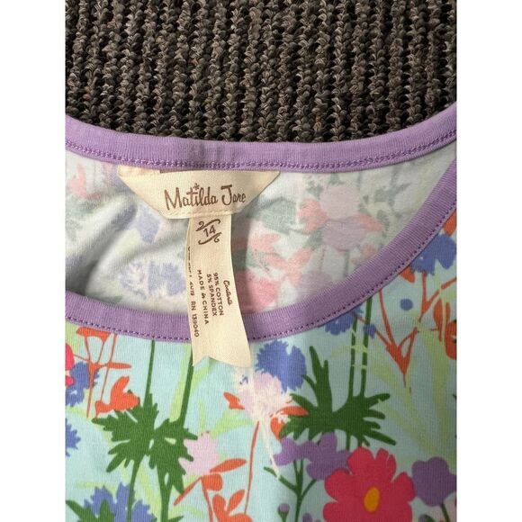 Matilda Jane Floral & Polka Dot Summer Dress Purple White Cottage  Pattern Mix - Picture 2 of 3